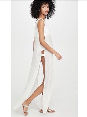 Vitamin A Lumiere Stripe Tradewinds Dress Women’s Beach Cover-Up Maxi Linen M